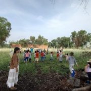 Các bạn tham quan cánh đồng cỏ lau vào cuối mùa hè Các bạn tham quan cánh đồng cỏ lau vào cuối mùa hè
